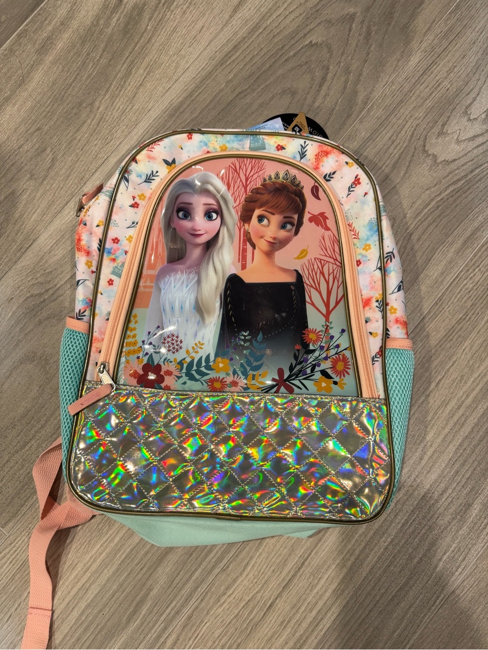 Frozen Sisters Kids Backpack - Pink Mint Holographic